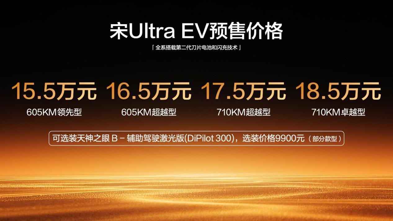 5分钟充好,9分钟充饱,宋Ultra EV全系闪充,预售15.5万起