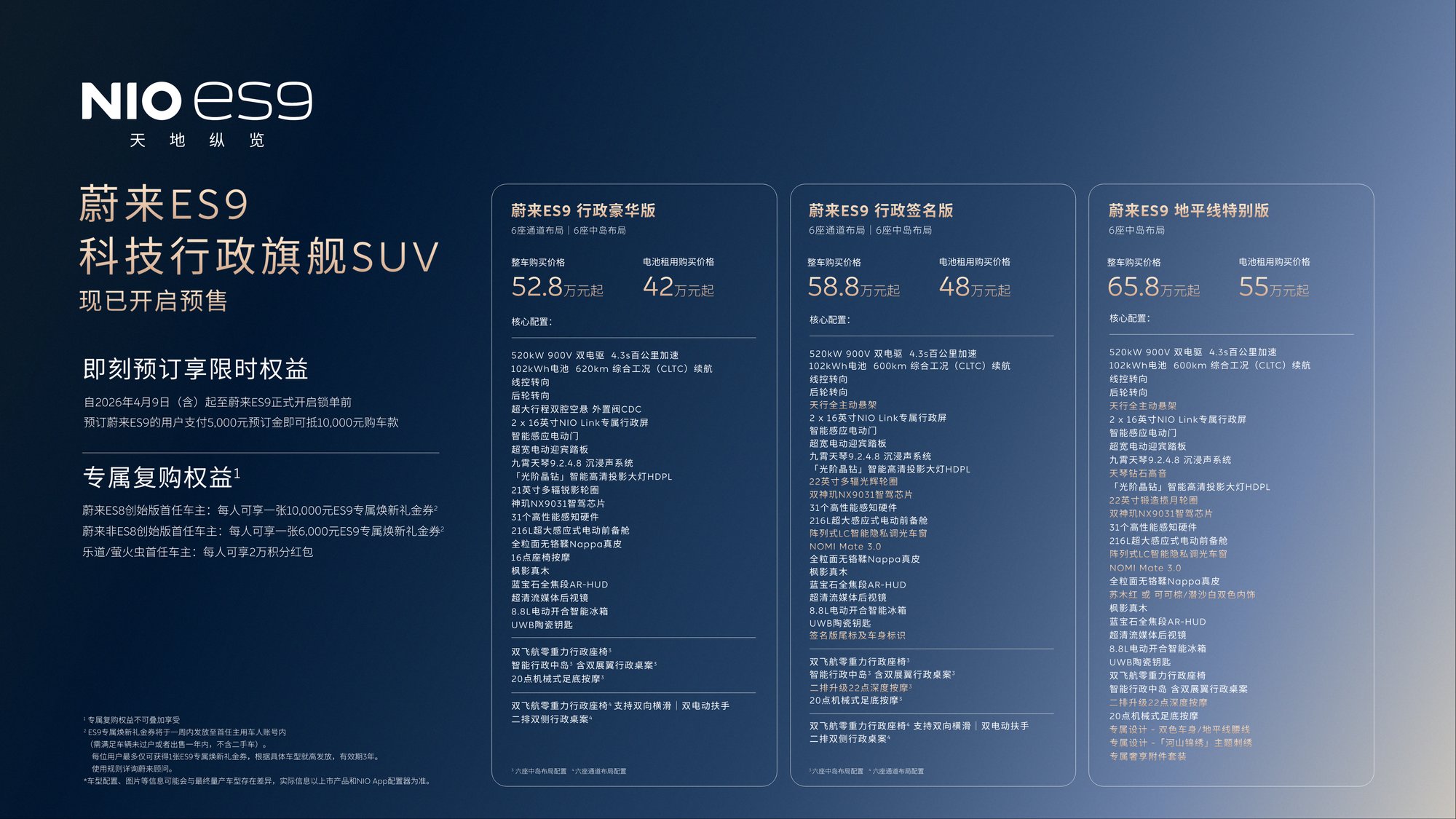 天地纵览 科技行政旗舰SUV蔚来ES9发布