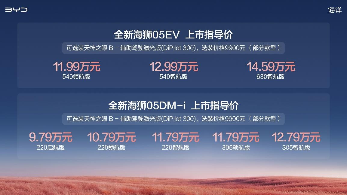 630km长续航、305km插混电池!全新海狮05售9.79万元起
