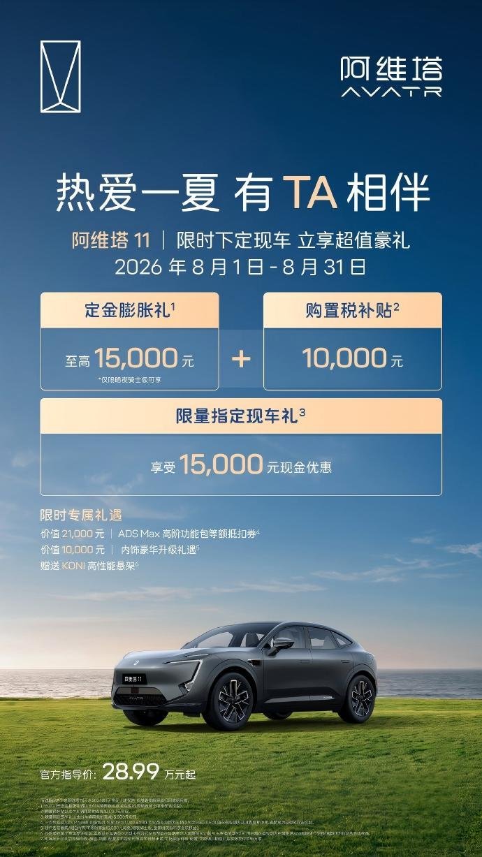 阿维塔7月交付7626辆 8月购车权益同步上线