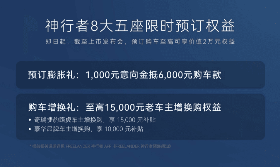 FREELANDER神行者8 大五座版开启预订通道，预订价33.99万元起