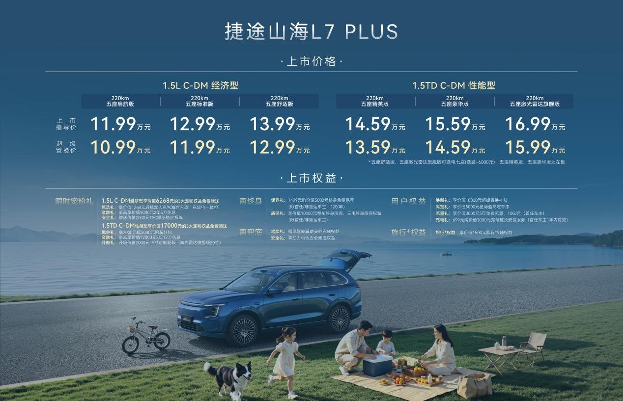 全系220km纯电续航 全新一代山海L7 PLUS上市 超级置换价10.99万起