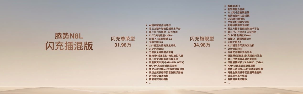 首搭AI超级智能体迪迪虾,腾势N8L纯电上市29.98万元起