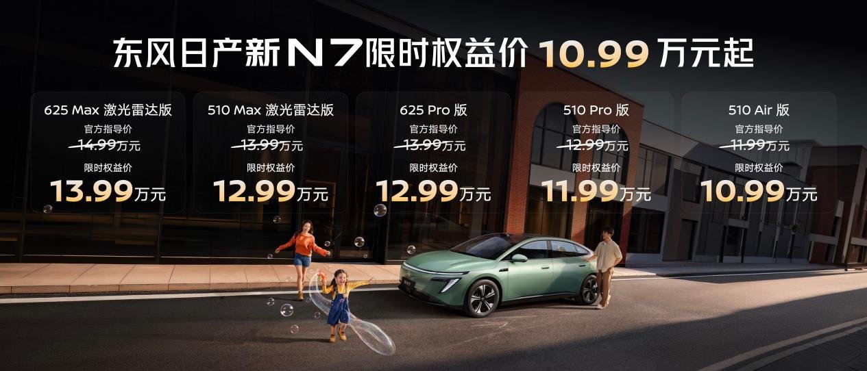 激光雷达打进12万级,东风日产新N7上市限时10.99万元起