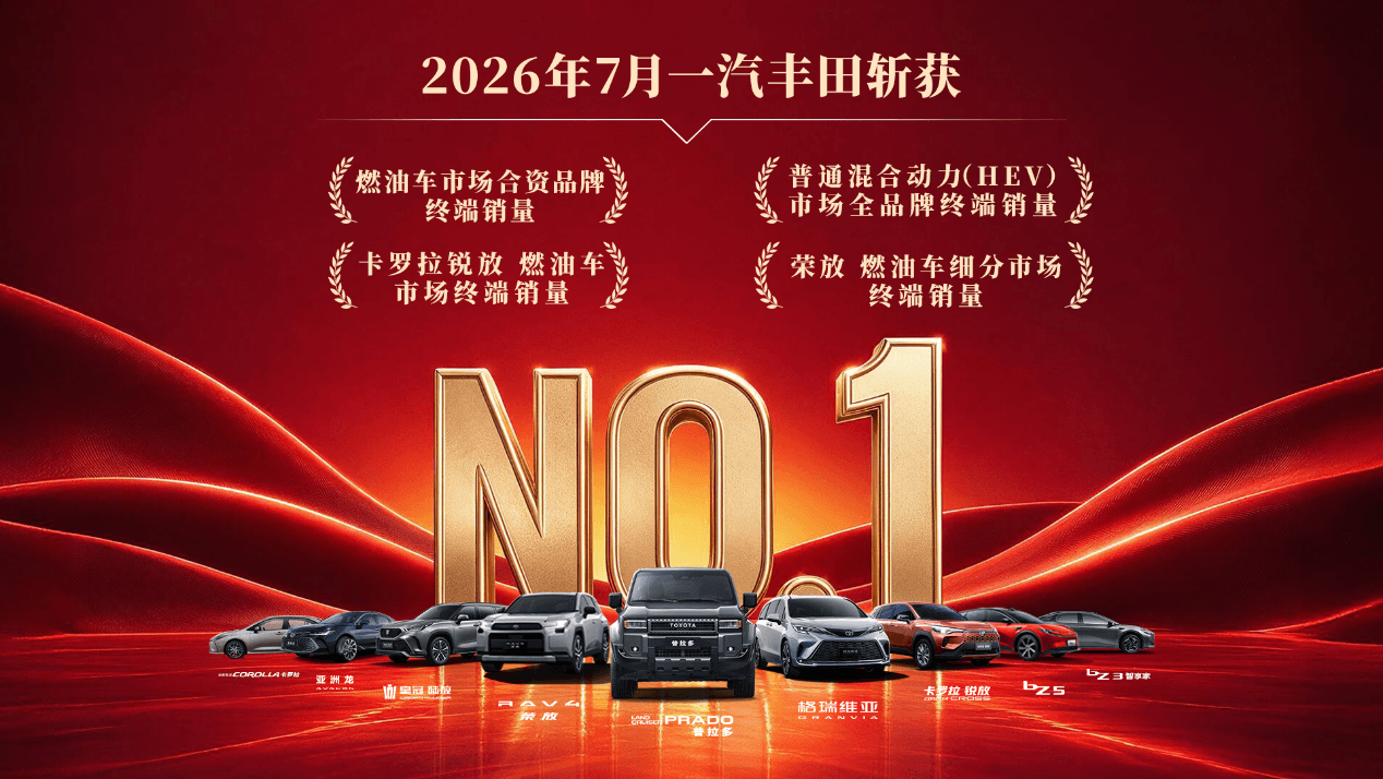 一汽丰田7月斩获四项第一，双子星月销破2.8万逆势领跑