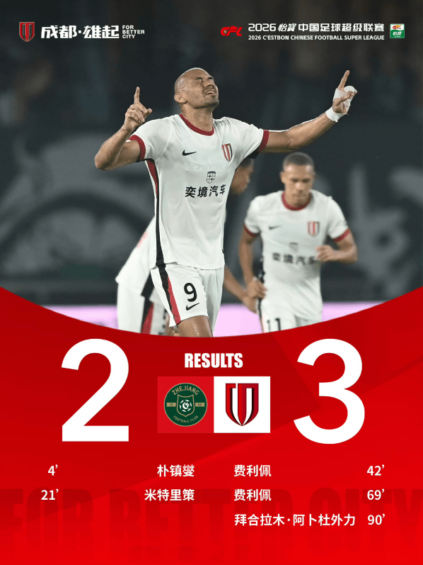 成都蓉城3比2逆转浙江队!奕境汽车携手成都蓉城上演惊天反转