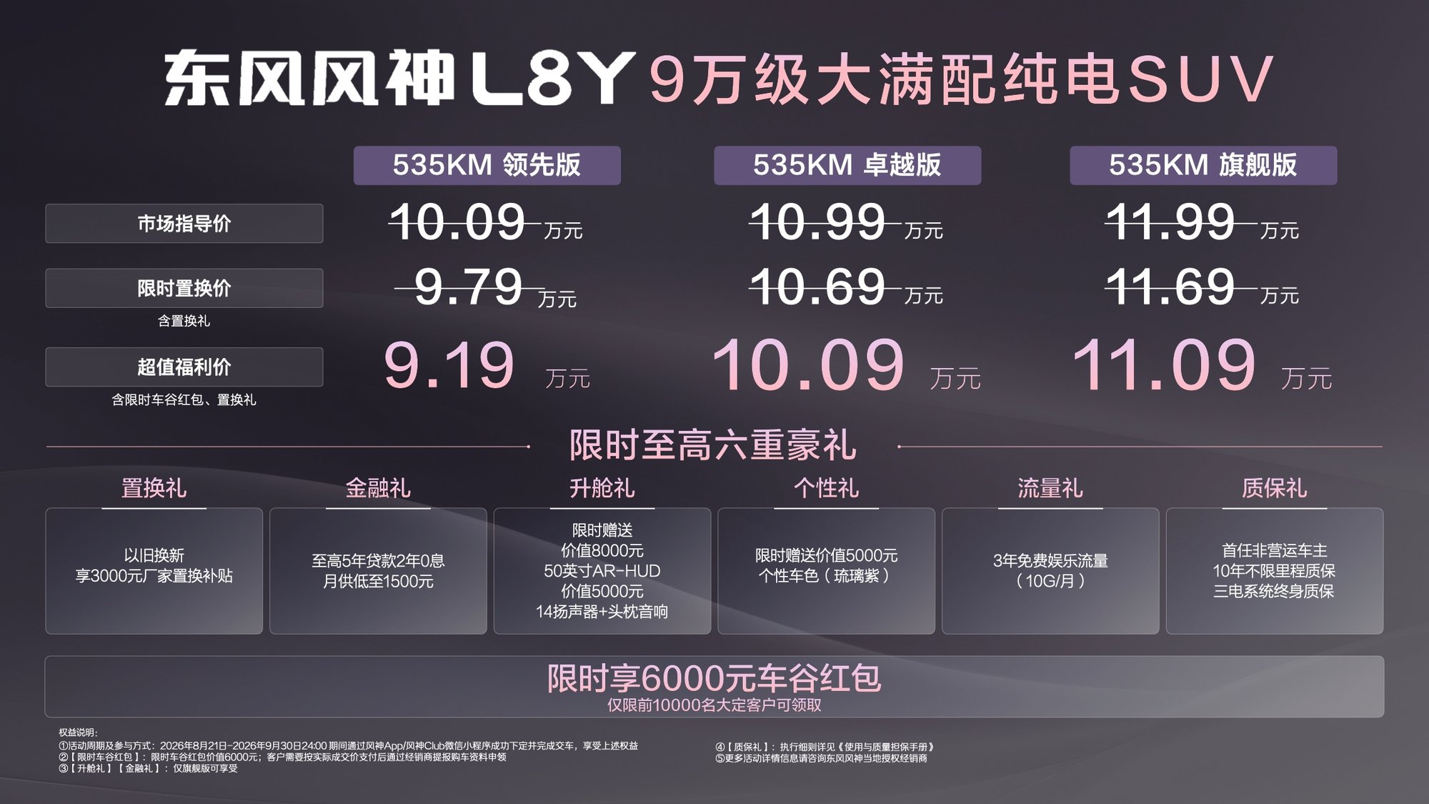 9.19万元起售!东风风神L8Y满配登场,双飞燕车标首发光