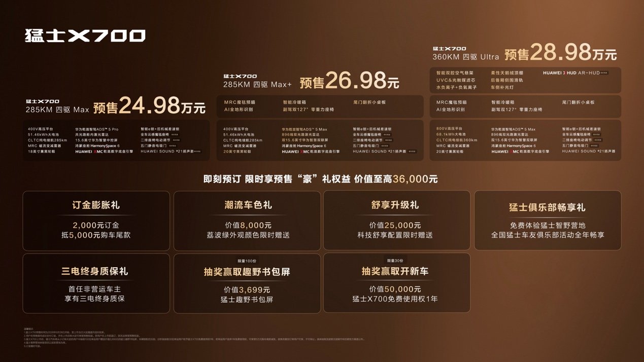 七个满分,真方盒子满分答案!猛士X700正式开启预售24.98万元起